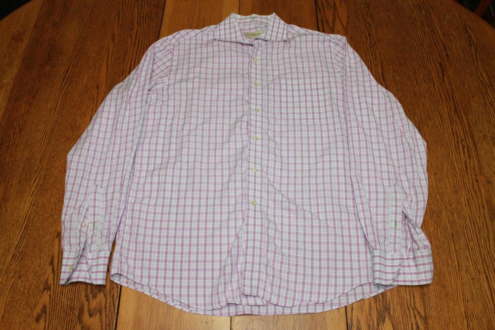Tommy Bahama Shirt Mens Large Pink‎ White Plaid Long Sleeve Button Up Casual